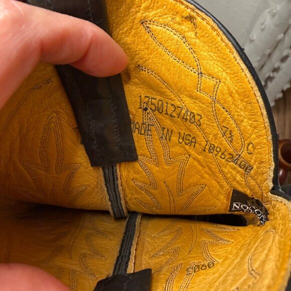 Vtg Nocona Leather Western Cowgirl Boots flame Stitching S 71/2 Rodeo chore USA - Picture 12 of 16